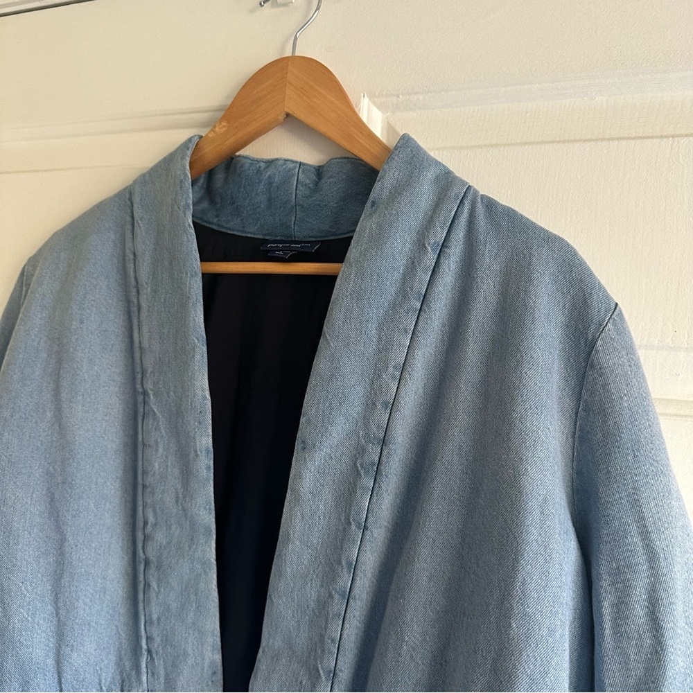 Pure Jill Indigo Curved-Hem Jacket Denim Petite Large Moonstone Wash - Picture 6 of 11